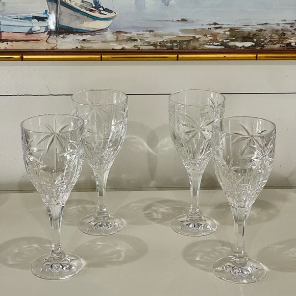 Godinger Shannon South Beach Palm Tree crystal goblets. A set of 4  goblets - Picture 1 of 3